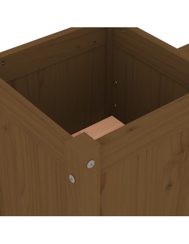 Пейка със саксии меденокафява 180x36x63 см борово дърво масив