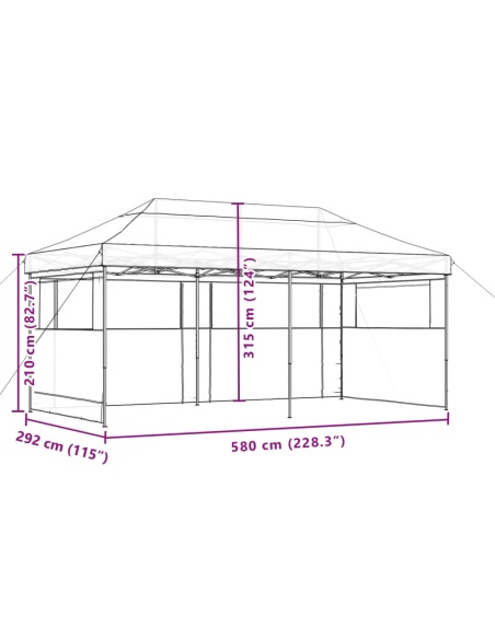 Сгъваема парти шатра pop-up с 3 странични стени оранжева