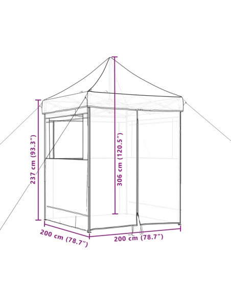 Сгъваема парти шатра pop-up с 4 странични стени кафява