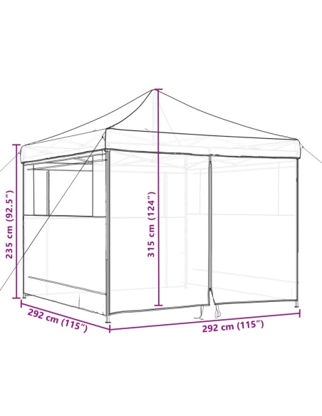Сгъваема парти шатра pop-up с 4 странични стени кафява