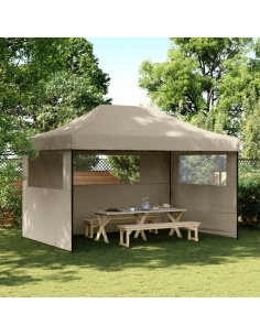 Сгъваема парти шатра pop-up с 3 странични стени таупе