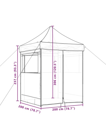 Сгъваема парти шатра pop-up с 4 странични стени черна