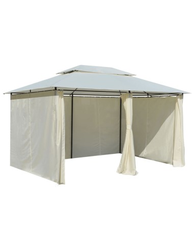 Градинска шатра със завеси, 4x3 м, бяла