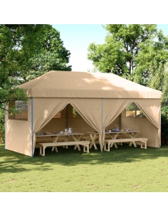 Сгъваема парти шатра pop-up с 4 странични стени бежова