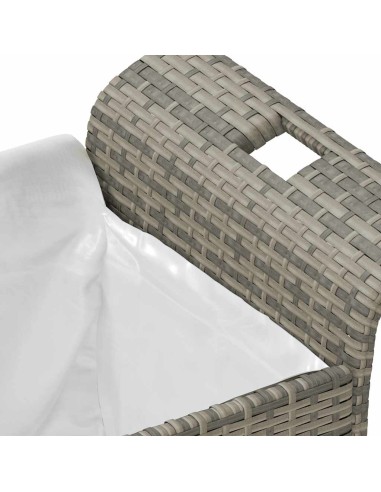 Градинска пейка с възглавница, сива, 116x46x57 см, полиратан