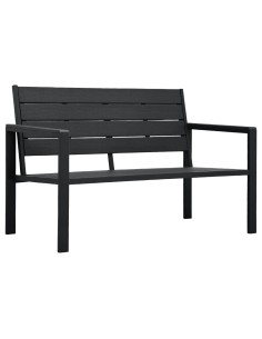 Градинска пейка, 120 cм, HDPE, черна, имитация на дърво