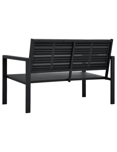 Градинска пейка, 120 cм, HDPE, черна, имитация на дърво