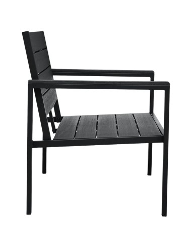 Градинска пейка, 120 cм, HDPE, черна, имитация на дърво