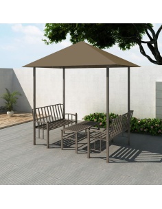 Градинска шатра с маса и пейки,  2,5x1,5x2,4 м, таупе, 180 г/м²