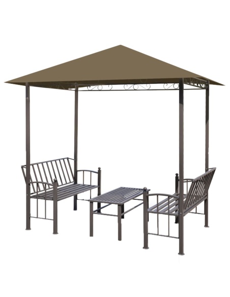 Градинска шатра с маса и пейки,  2,5x1,5x2,4 м, таупе, 180 г/м²