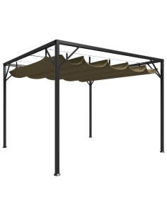 Градинска шатра с прибиращ се покрив, 3x3 м, таупе, 180 г/м²
