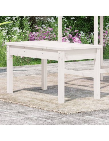 Градинска пейка, бяла, 80x44x45 см, борово дърво масив