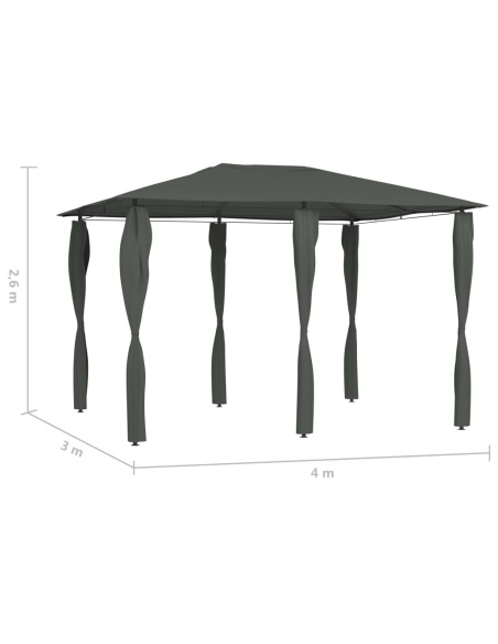 Шатра с покривала на стълбовете, 3x4x2,6 м, антрацит, 160 г/м²