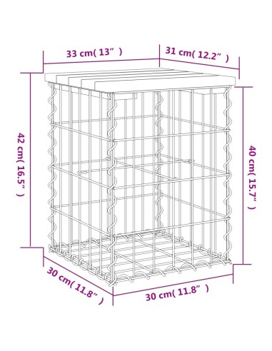 Градинска пейка габионен дизайн 33x31x42 см импрегниран бор