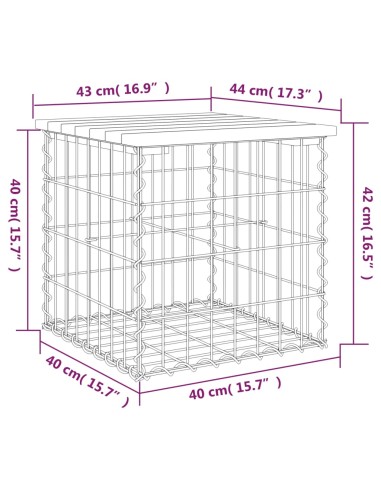 Градинска пейка габионен дизайн 43x44x42 см импрегниран бор