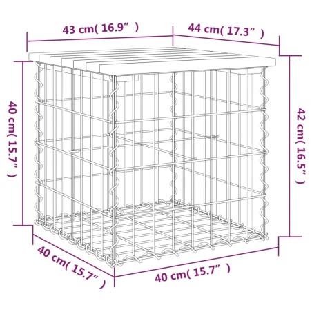 Градинска пейка габионен дизайн 43x44x42 см импрегниран бор