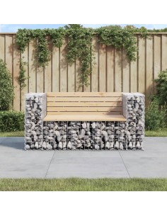 Градинска пейка габионен дизайн 143x71x65,5 см бор масив