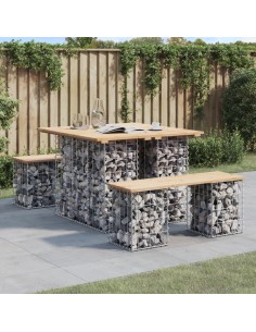Градинска пейка габионен дизайн 100x102x72 см бор масив