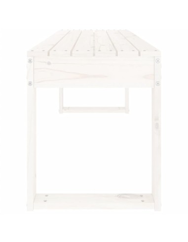 Градинска пейка, бяла, 110x38x45 см, борово дърво масив