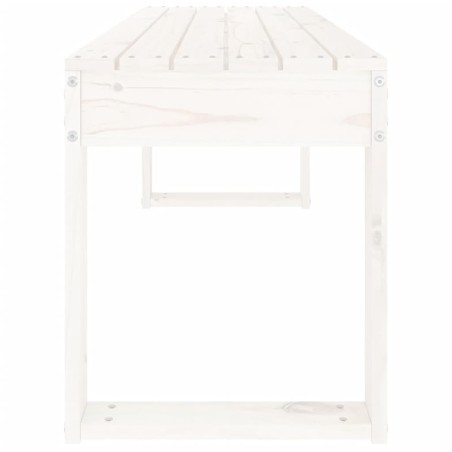 Градинска пейка, бяла, 110x38x45 см, борово дърво масив