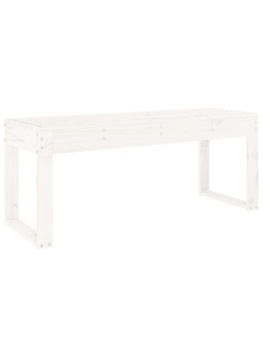 Градинска пейка, бяла, 110x38x45 см, борово дърво масив