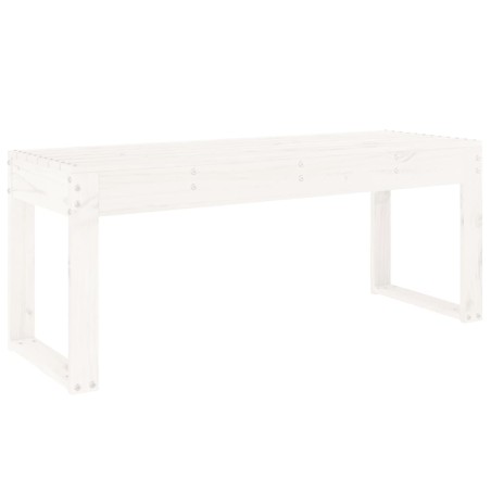 Градинска пейка, бяла, 110x38x45 см, борово дърво масив