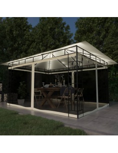 Шатра с комарник и LED стринг, 4x3x2,73 м, 180 г/м², кремава