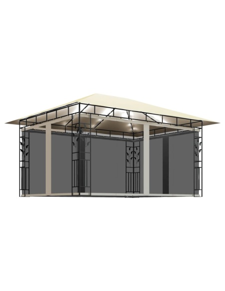Шатра с комарник и LED стринг, 4x3x2,73 м, 180 г/м², кремава