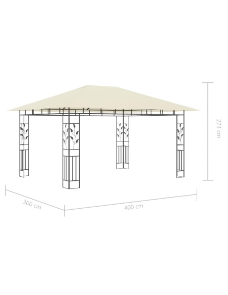 Шатра с комарник и LED стринг, 4x3x2,73 м, 180 г/м², кремава