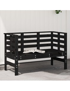 Градинска пейка, черна, 111,5x53x71 см, борово дърво масив