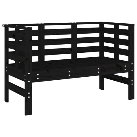 Градинска пейка, черна, 111,5x53x71 см, борово дърво масив