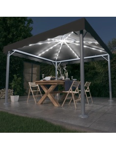 Шатра с LED светещи стрингове, 300x300 см, антрацит, алуминий