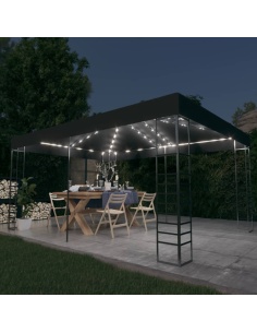 Шатра с LED светещи стрингове, 3х4 м, антрацит