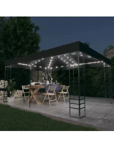 Шатра с LED светещи стрингове, 3х4 м, антрацит