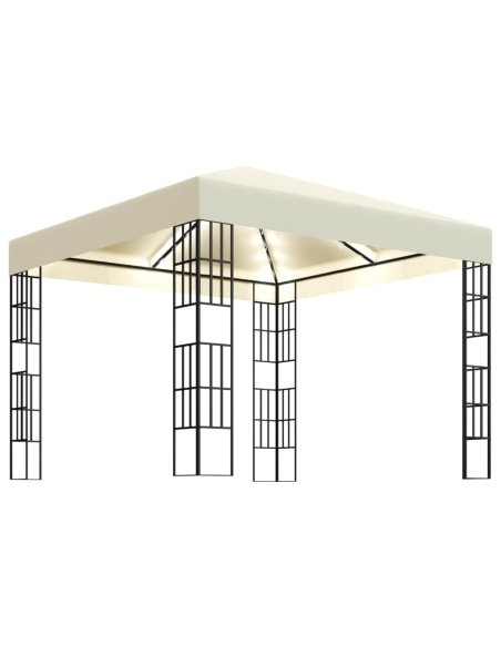 Шатра с LED светещи стрингове, 3х3 м, кремава