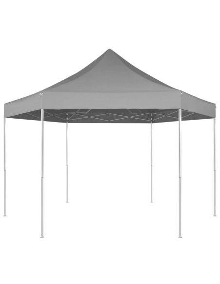 Шестоъгълна pop-up сгъваема шатра, сива, 3,6x3,1 м