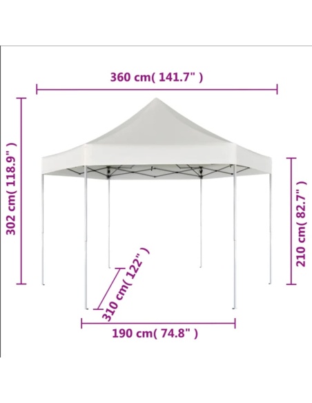 Шестоъгълна pop-up сгъваема шатра, сива, 3,6x3,1 м