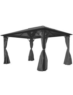 Шатра със завеси, антрацит, алуминий, 400х300 см