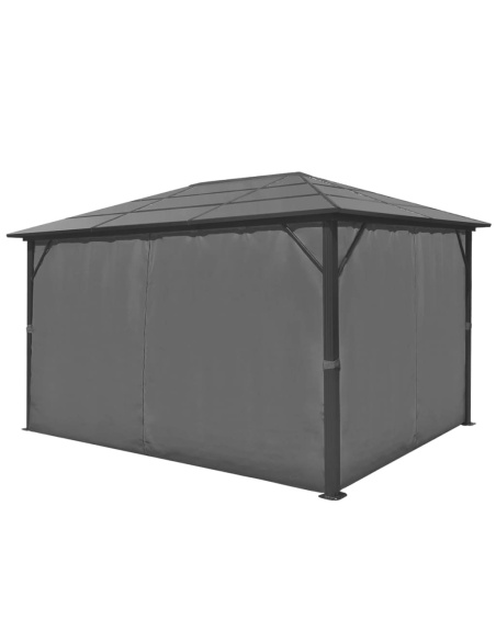 Шатра със завеси, антрацит, алуминий, 400х300 см