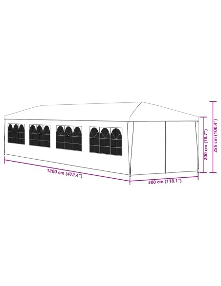 Парти шатра 3x12 м антрацит