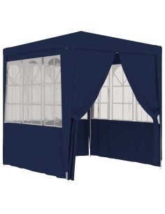 Професионална парти шатра със стени 2x2 м синя 90 г/м²