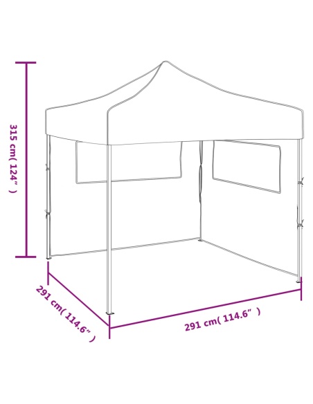 Сгъваема шатра с 2 стени, 3x3 м, кремава