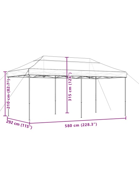 Сгъваема парти шатра, pop-up, таупе, 580x292x315 см