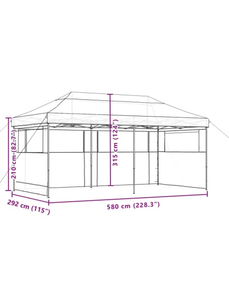Сгъваема парти шатра pop-up с 3 странични стени таупе