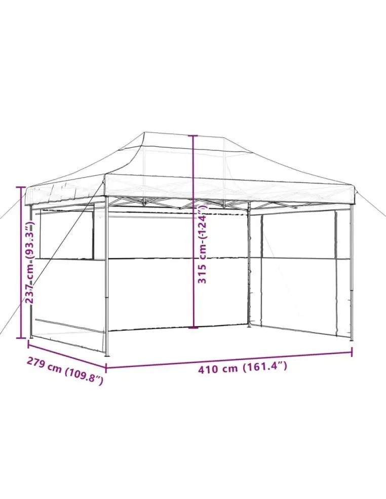 Сгъваема парти шатра pop-up с 3 странични стени таупе
