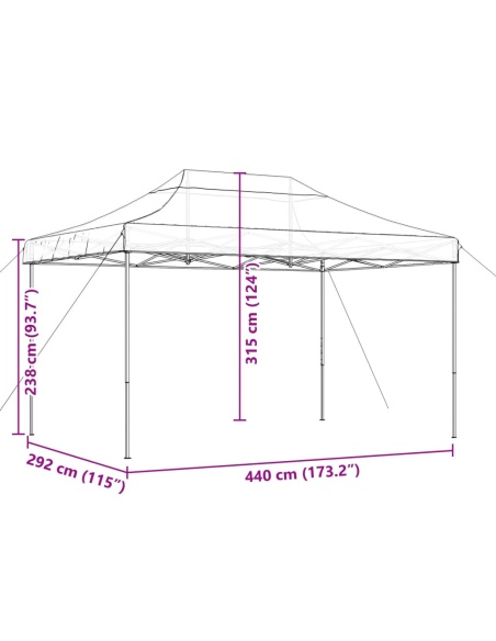 Сгъваема парти шатра, pop-up, бежова, 440x292x315 см