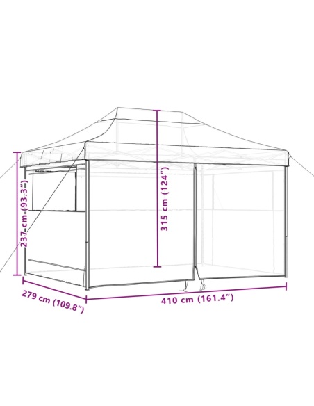 Сгъваема парти шатра pop-up с 4 странични стени черна