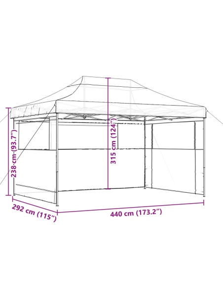 Сгъваема парти шатра pop-up с 3 странични стени бежова