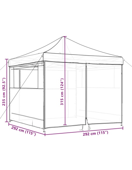 Сгъваема парти шатра pop-up с 4 странични стени бордо