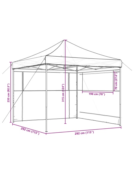 Сгъваема парти шатра pop-up с 2 странични стени кафява